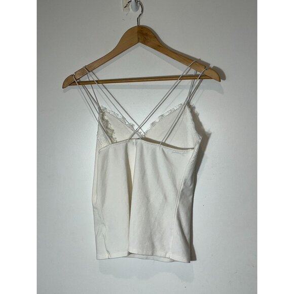 Express White Lace-Trimmed Camisole Y2/k Style Spaghetti Cottagecore Top M Medi - Picture 4 of 9
